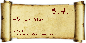 Vétek Alex névjegykártya